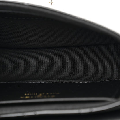 Patent Calfskin Quilted Mini Clutch Black