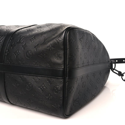 Calfskin Shadow Monogram Keepall Bandouliere 50 Black