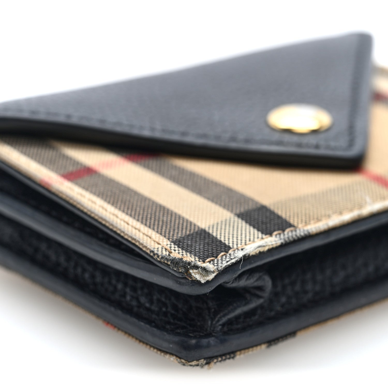 Grainy Calfskin Vintage Check Jade Card Case On Chain Black