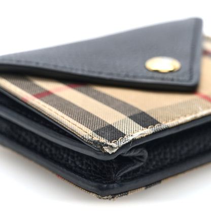 Grainy Calfskin Vintage Check Jade Card Case On Chain Black
