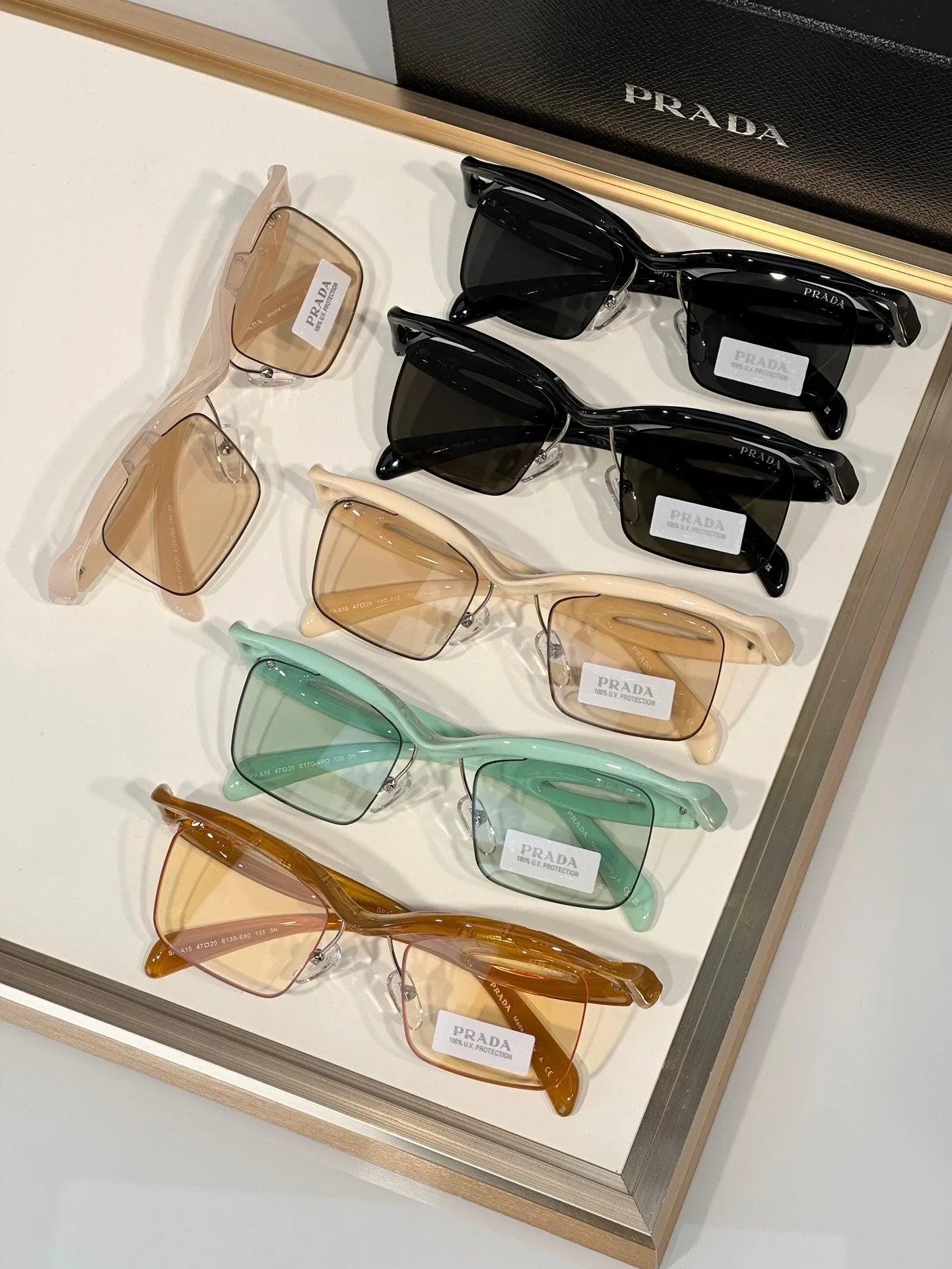 PRADA PR A15S - BLACK-PEACH-GREEN | SUNGLASSES Unisex  🟥
