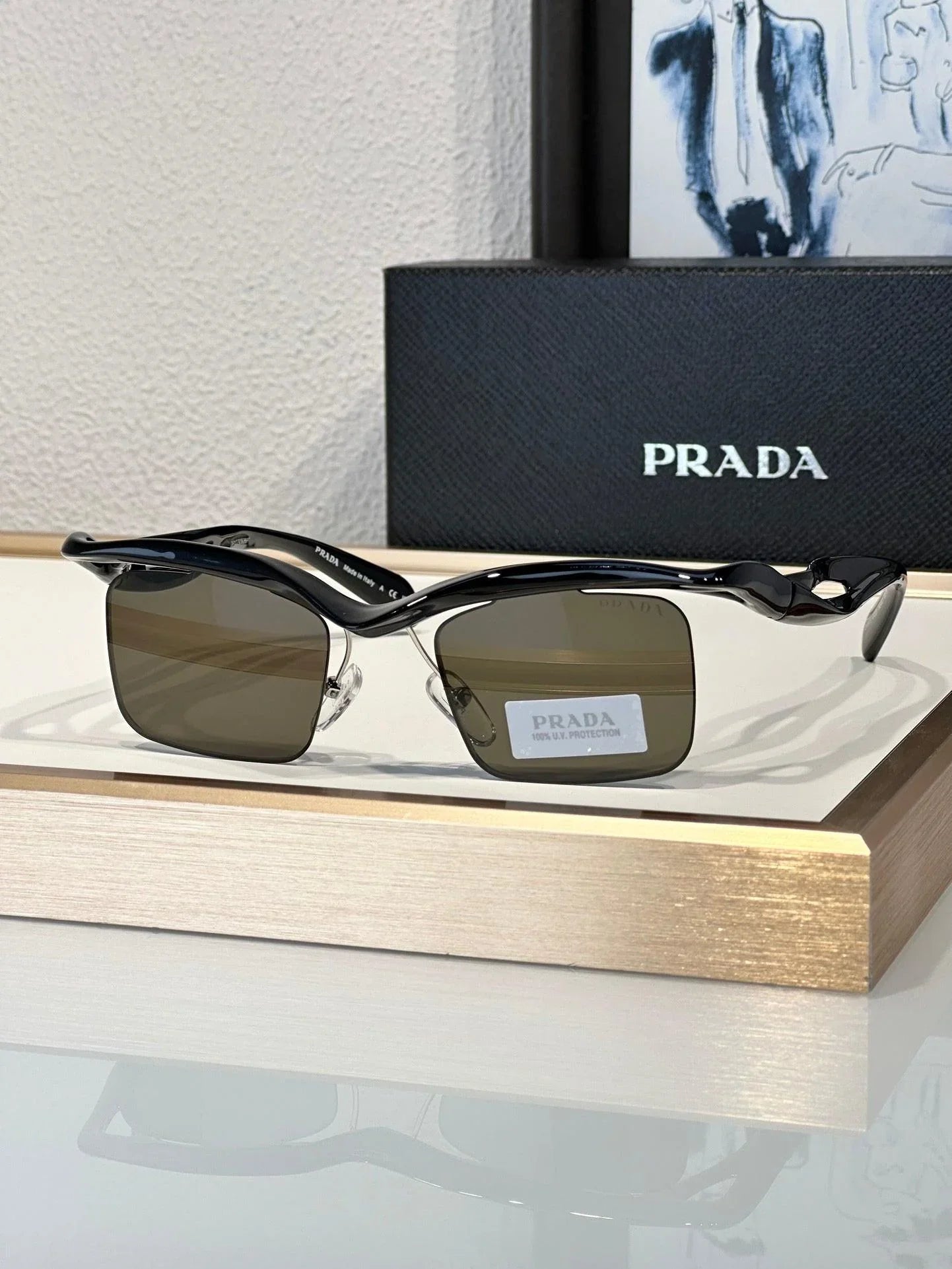PRADA PR A15S - BLACK-PEACH-GREEN | SUNGLASSES Unisex  🟥