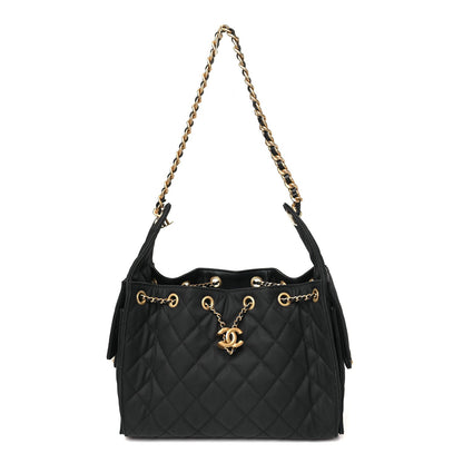 Canvas Quilted Small Chanel 25 Handbag Black