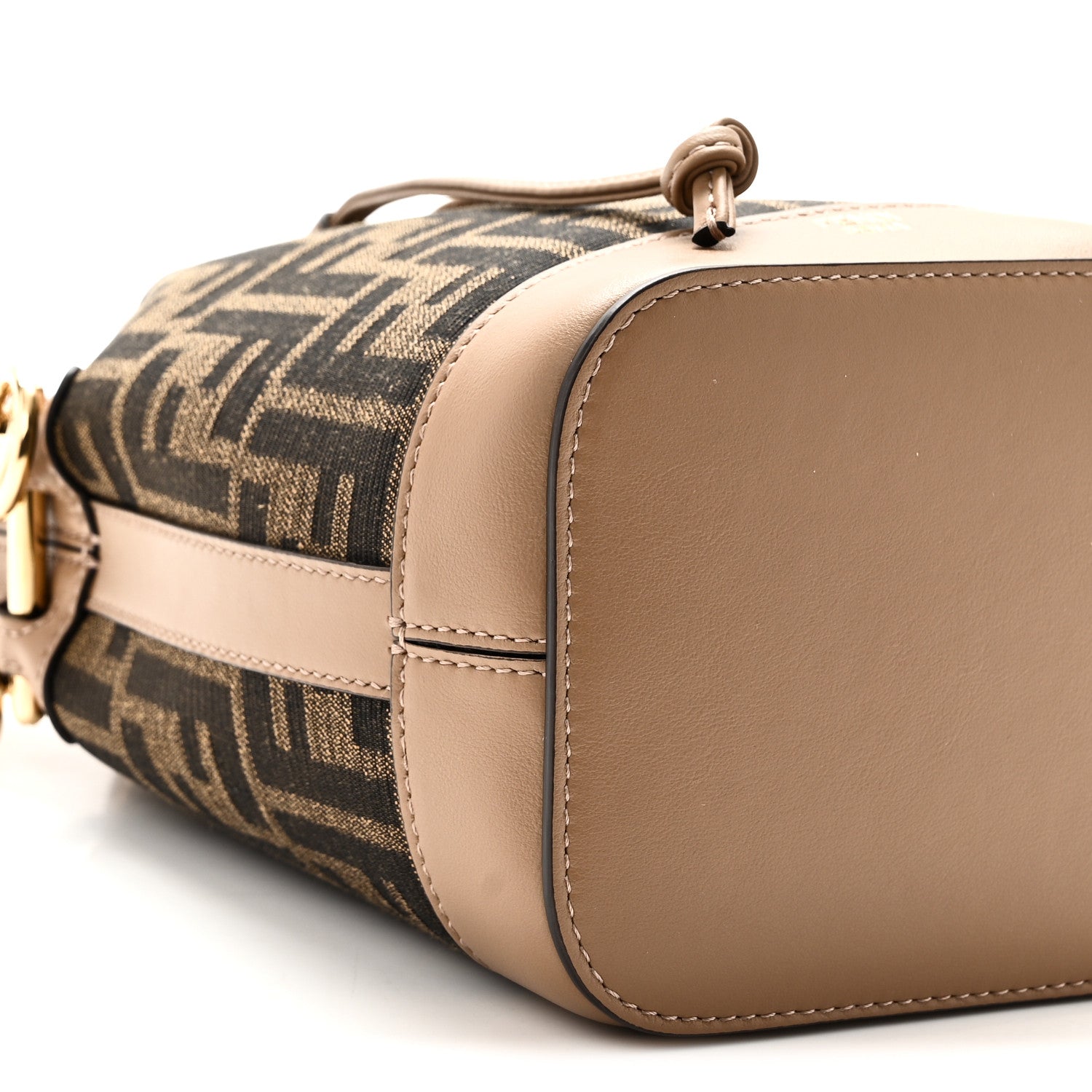 Fabric Jacquard Vitello Grace FF 1974 Mini Mon Tresor Bucket Bag Tobacco Moro Sand