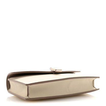Grained Calfskin Extra Pochette Snowflakes Dove Antique Silver