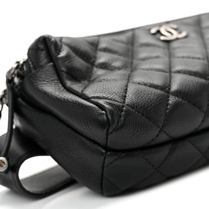 Calfskin Quilted Waist Bag Black