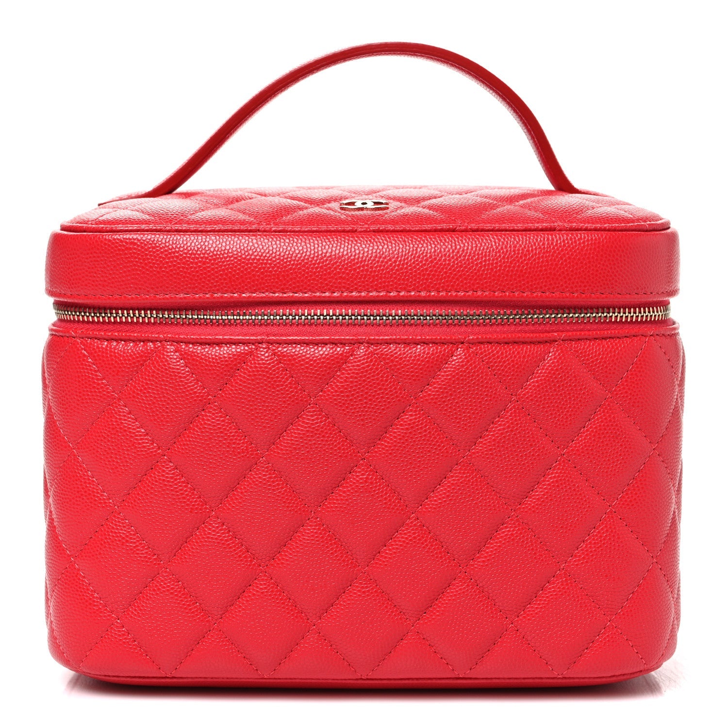 Caviar Quilted Large Vanity Pouch Red