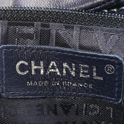 Lambskin Contrast Stitch Small Surpique Accordion Flap Navy