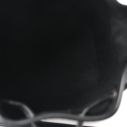 Vitello King F is Fendi Logo Embossed Mini Mon Tresor Bucket Bag Black