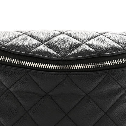 Grained Calfskin Quilted Waist Belt Bag Black