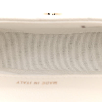 Caviar Quilted Mini Clutch With Chain White