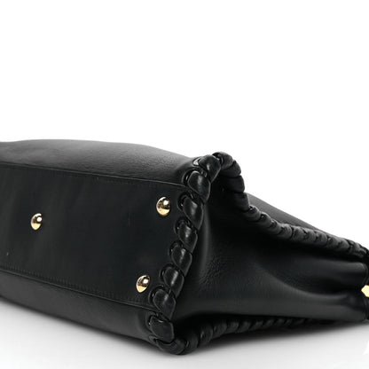 Vitello Seta Lace Up Medium Peekaboo Iconic Satchel Black
