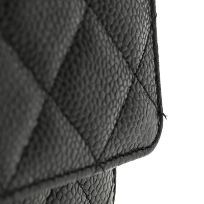 Caviar Quilted Wallet on Chain WOC Black