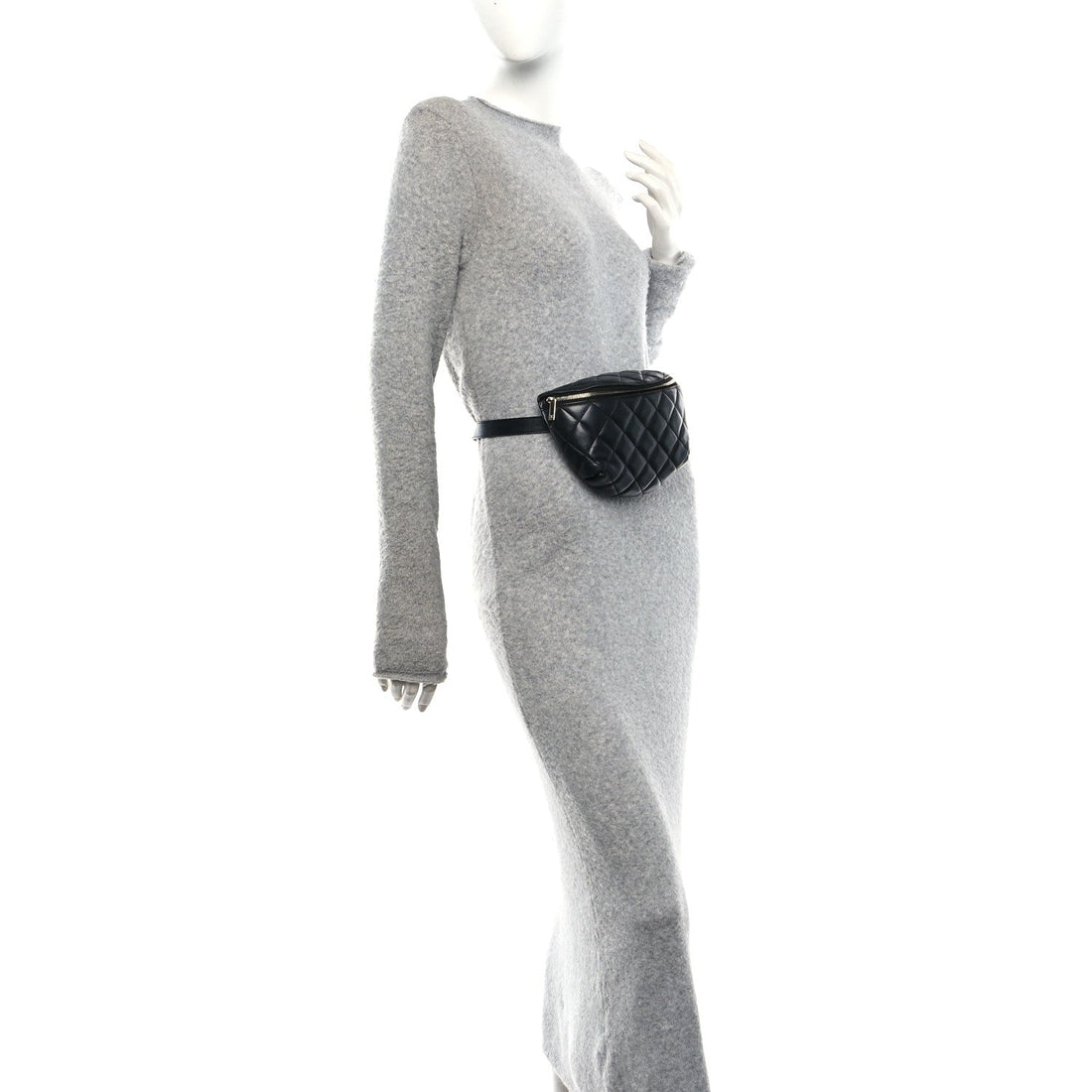 Calfskin Quilted Waist Belt Bag Black