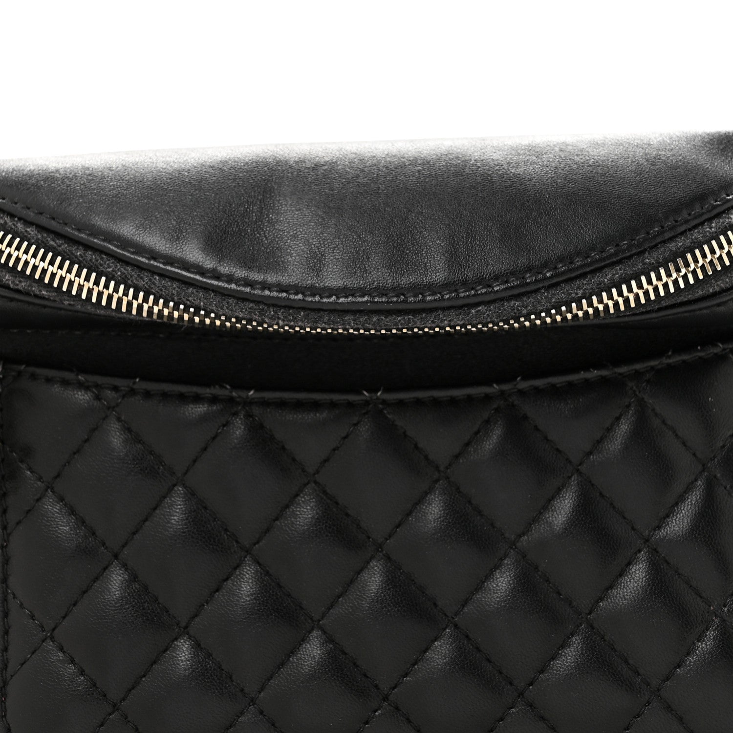 Lambskin Quilted Waist Bag Fanny Pack Black