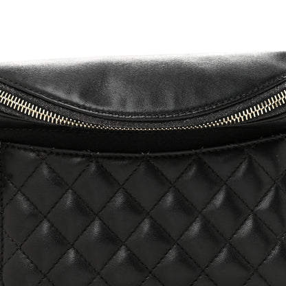 Lambskin Quilted Waist Bag Fanny Pack Black