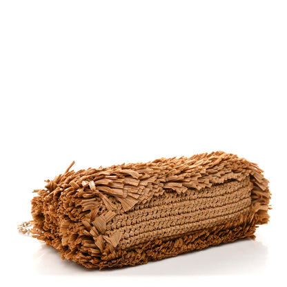 Raffia Fringe Nano Kelly Shopper Dark Beige
