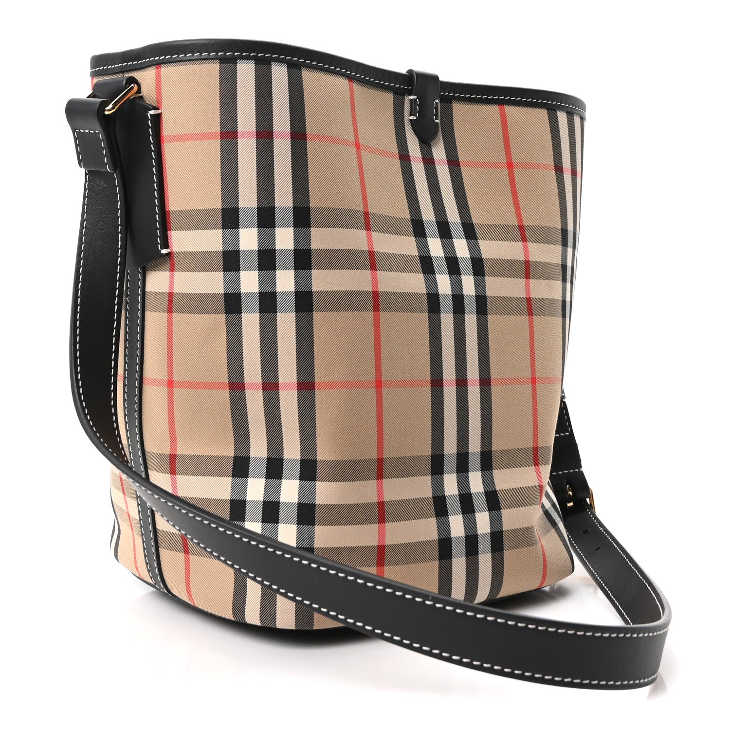 Vintage Check Calfskin Mini Ashby Bucket Bag Archive Beige