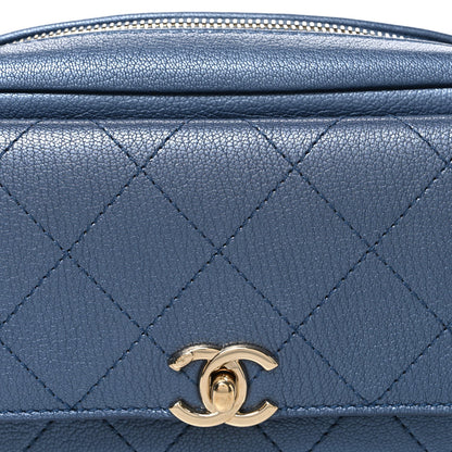 Metallic Goatskin Quilted Casual Trip Waist Bag Blue