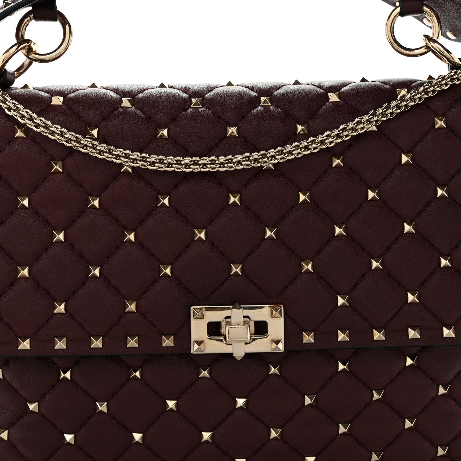 Nappa Large Rockstud Spike Shoulder Bag Rubin