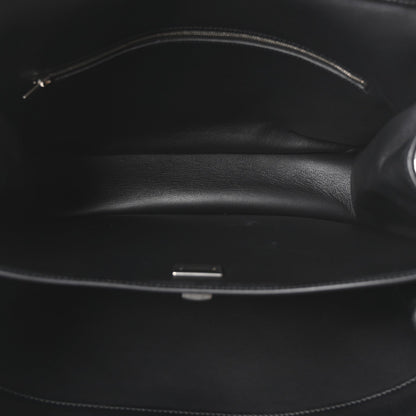 Natural Smooth Calfskin Medium Rodeo Top Handle Handbag Black
