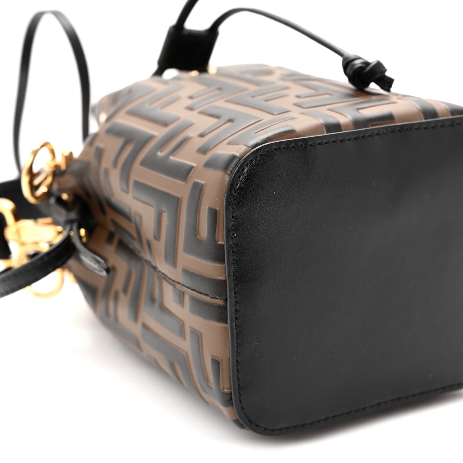 Vitello Liberty F is Fendi Bi-Color FF 1974 Embossed Mini Mon Tresor Bucket Bag Maya Black