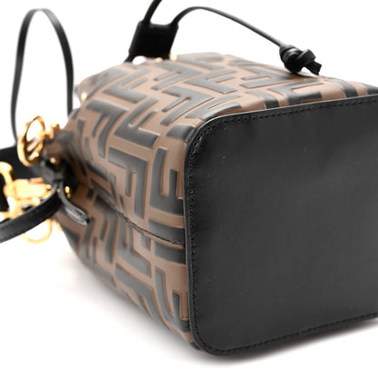 Vitello Liberty F is Fendi Bi-Color FF 1974 Embossed Mini Mon Tresor Bucket Bag Maya Black