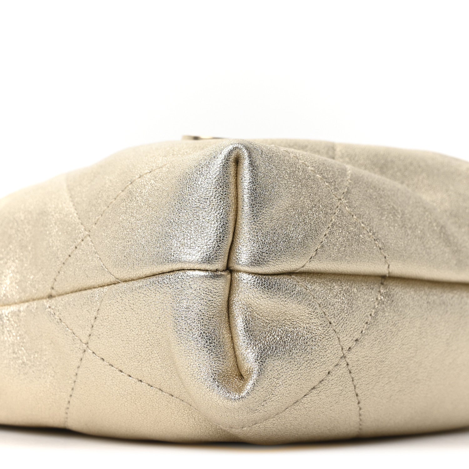 Metallic Lambskin Quilted Mini Chanel 22 Golden