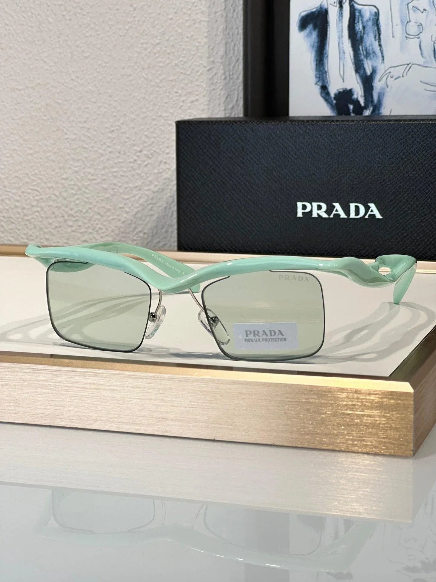 PRADA PR A15S - BLACK-PEACH-GREEN | SUNGLASSES Unisex  🟥