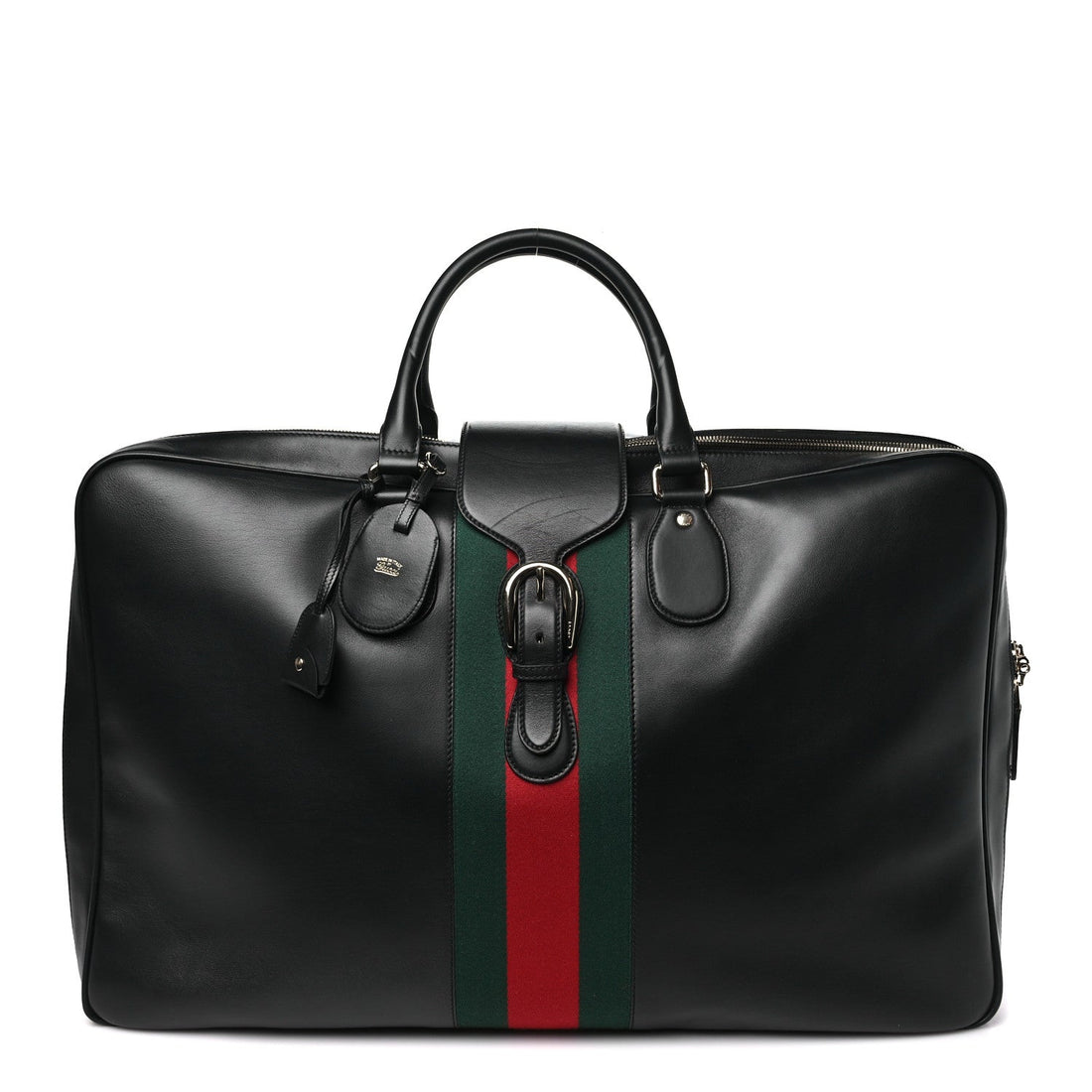 Calfskin Web Suitcase Black