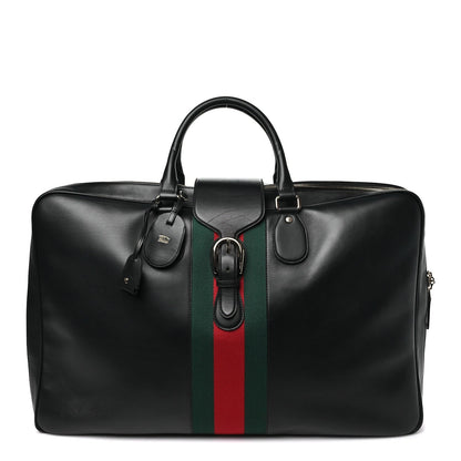 Calfskin Web Suitcase Black