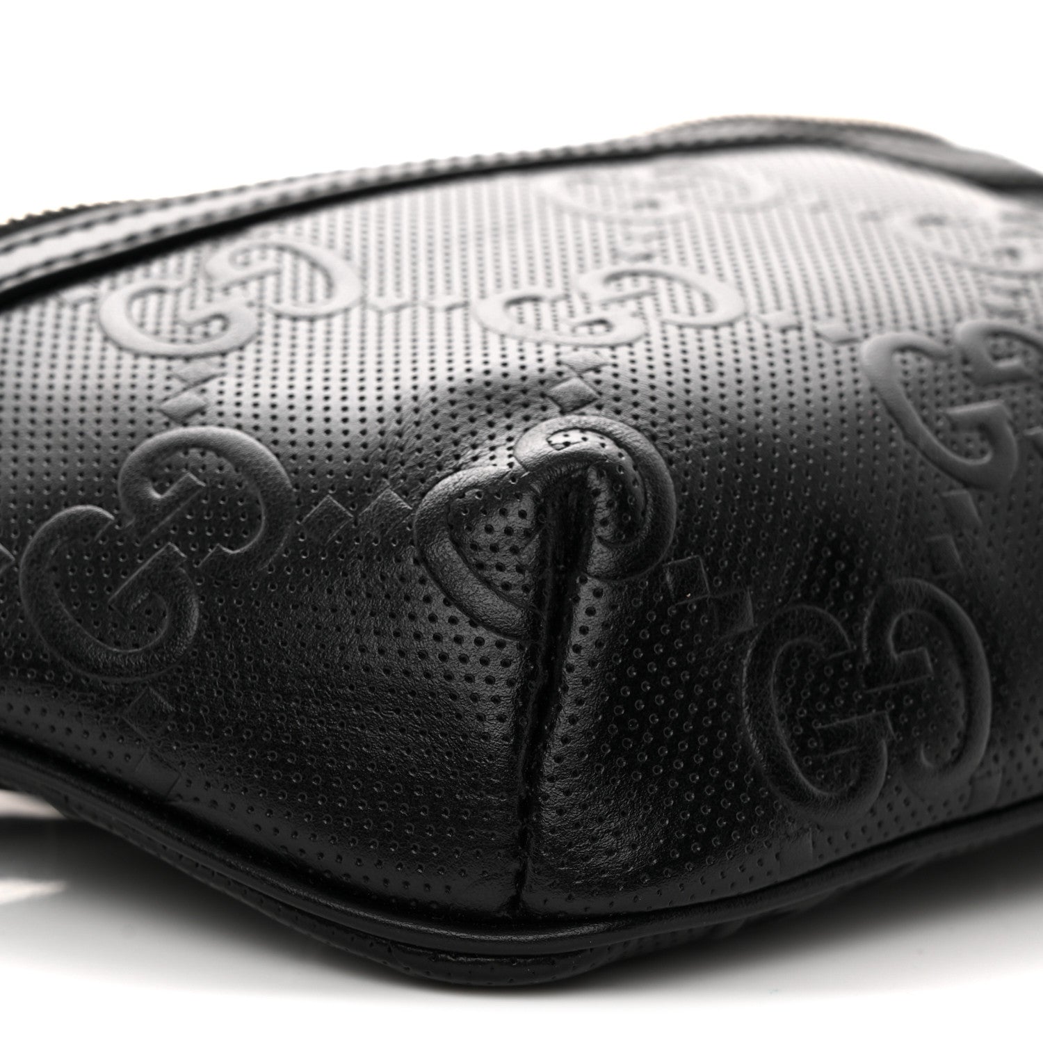 Calfskin GG Tennis Embossed Belt Bag Black