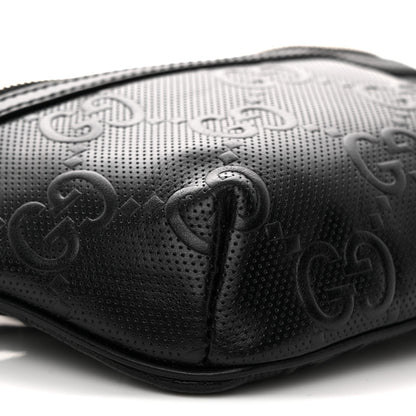 Calfskin GG Tennis Embossed Belt Bag Black
