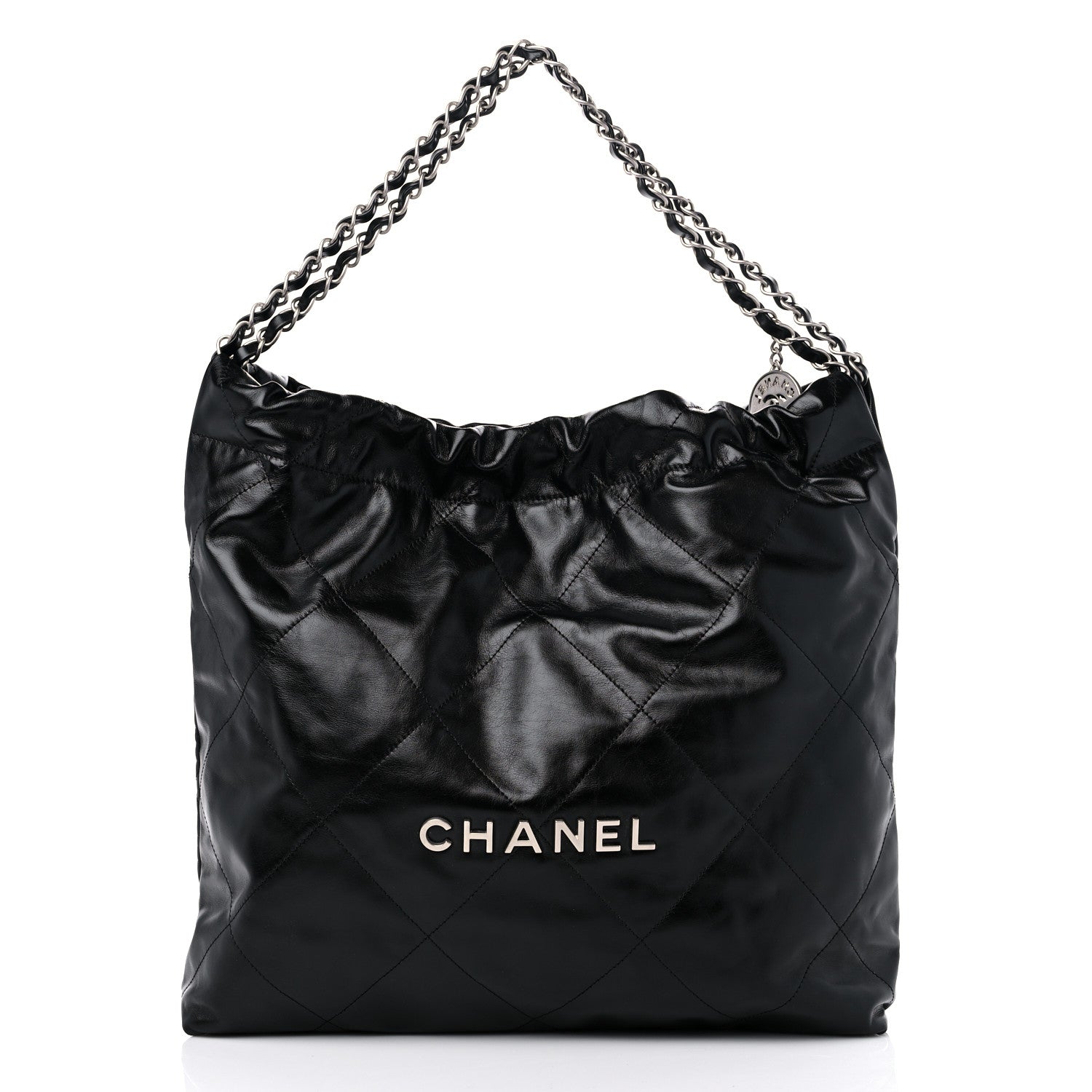 Shiny Calfskin Quilted Chanel 22 Black