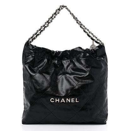 Shiny Calfskin Quilted Chanel 22 Black