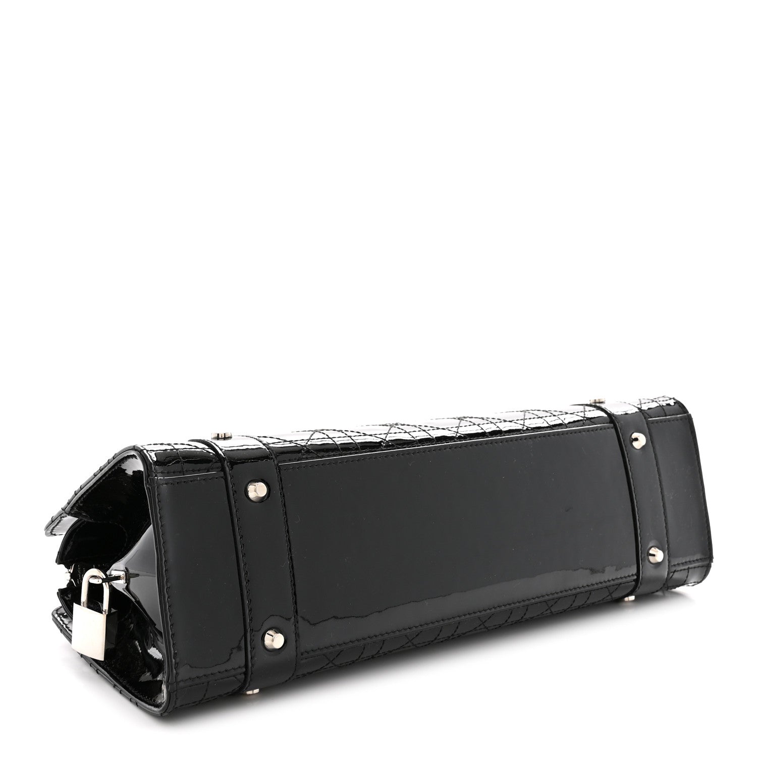 Patent Cannage Stitched East West Lady Dior Black