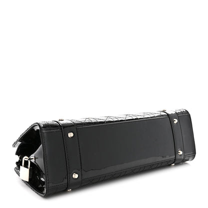 Patent Cannage Stitched East West Lady Dior Black
