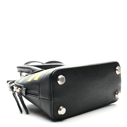 Signature Grained Calfskin Car Tag Print XXS Ville Top Handle Bag Black TBC