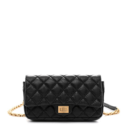 Aged Calfskin Quilted 2.55 Reissue Chain Waist Bag Black