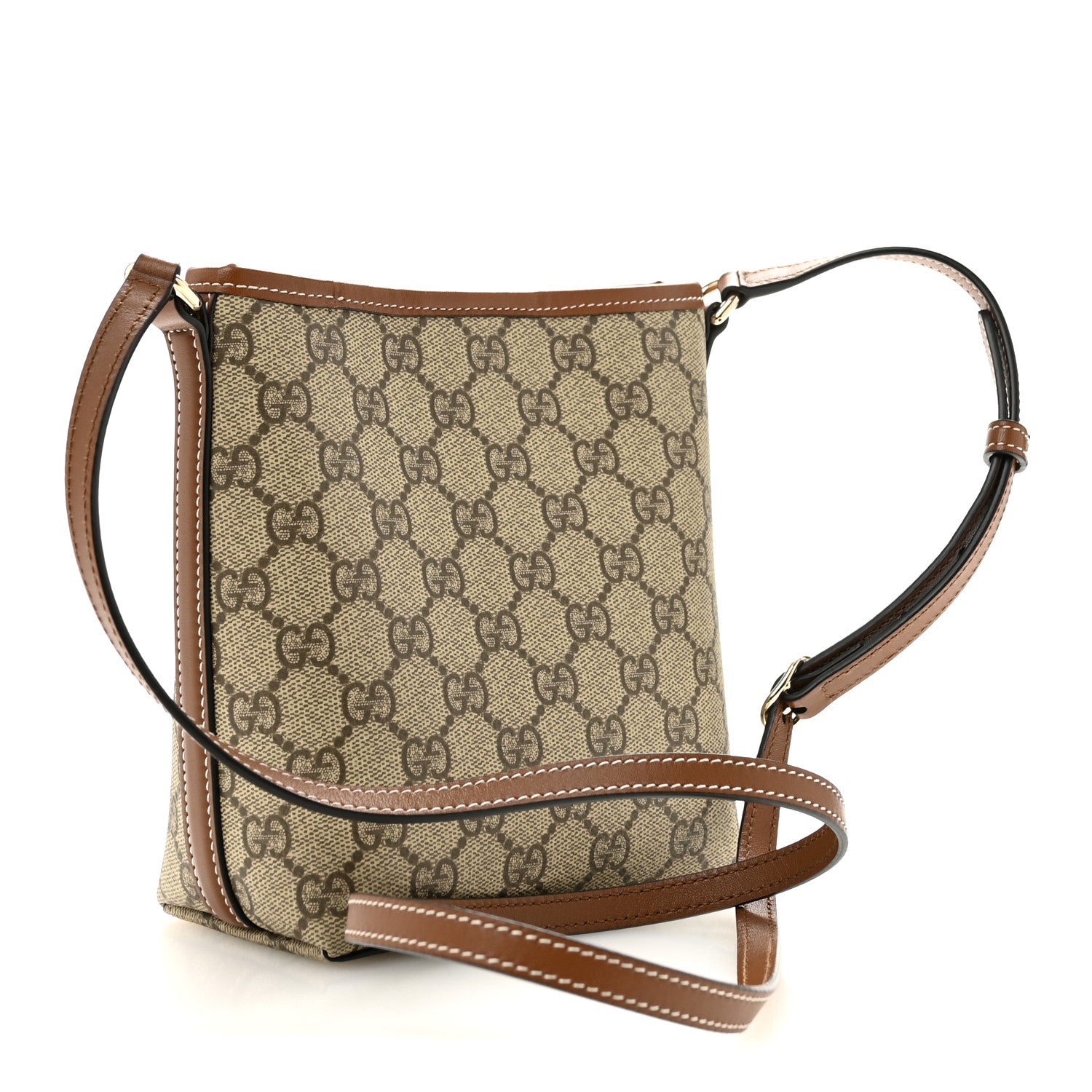 GG Supreme Monogram Emblem Nano Bucket Bag  Beige Dark Brown