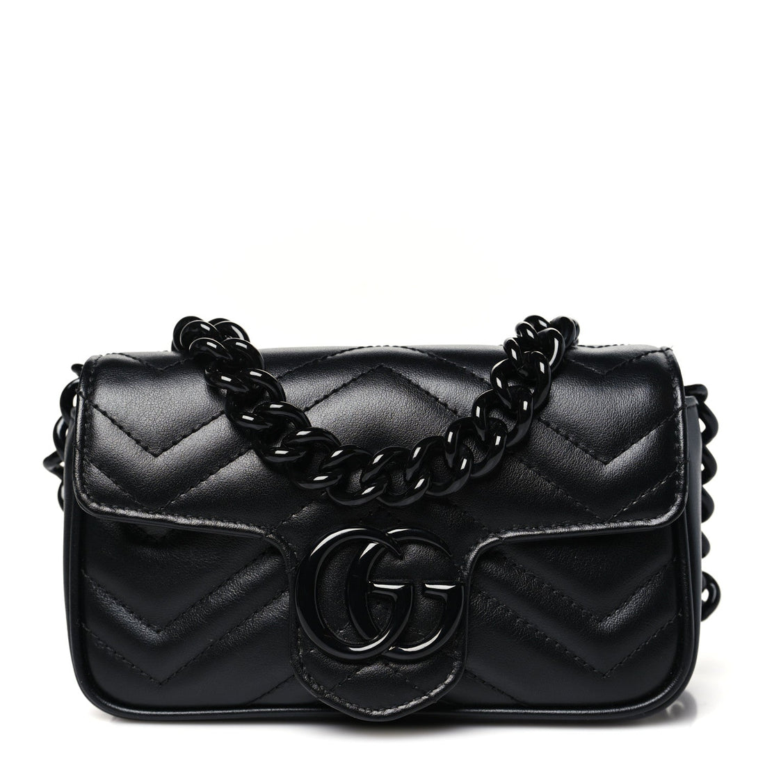 Calfskin Matelasse Monochrome GG Marmont Chain Belt Bag Black