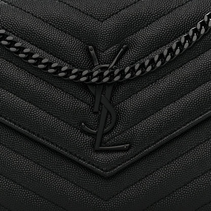 Grain De Poudre Matelasse Chevron Monogram Monochrome Chain Wallet Black