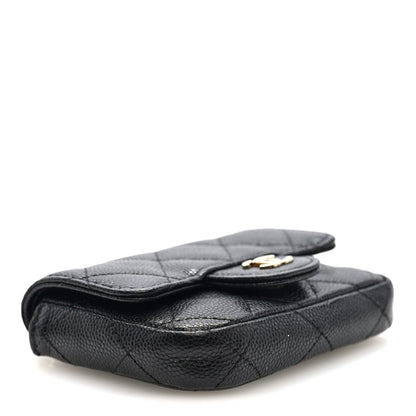 Caviar Quilted Mini Chain Belt Bag Black