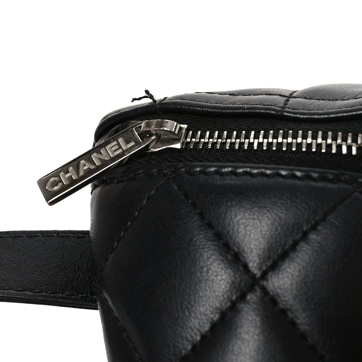 Calfskin Quilted Waist Belt Bag Black