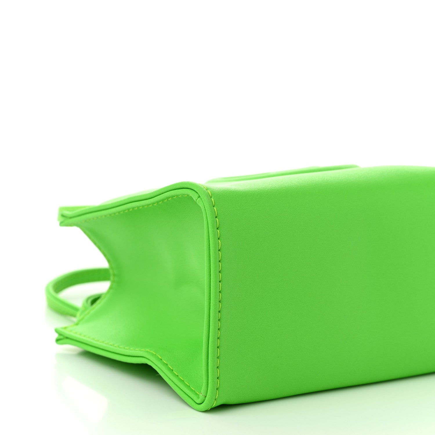 Vegan Leather Small Shopping Bag Highlighter Green