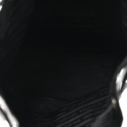 Tessuto Nylon Saffiano Grommets Mini Bucket Crossbody Bag Black