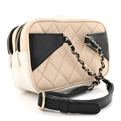 Goatskin Quilted Waist Bag Beige White Black