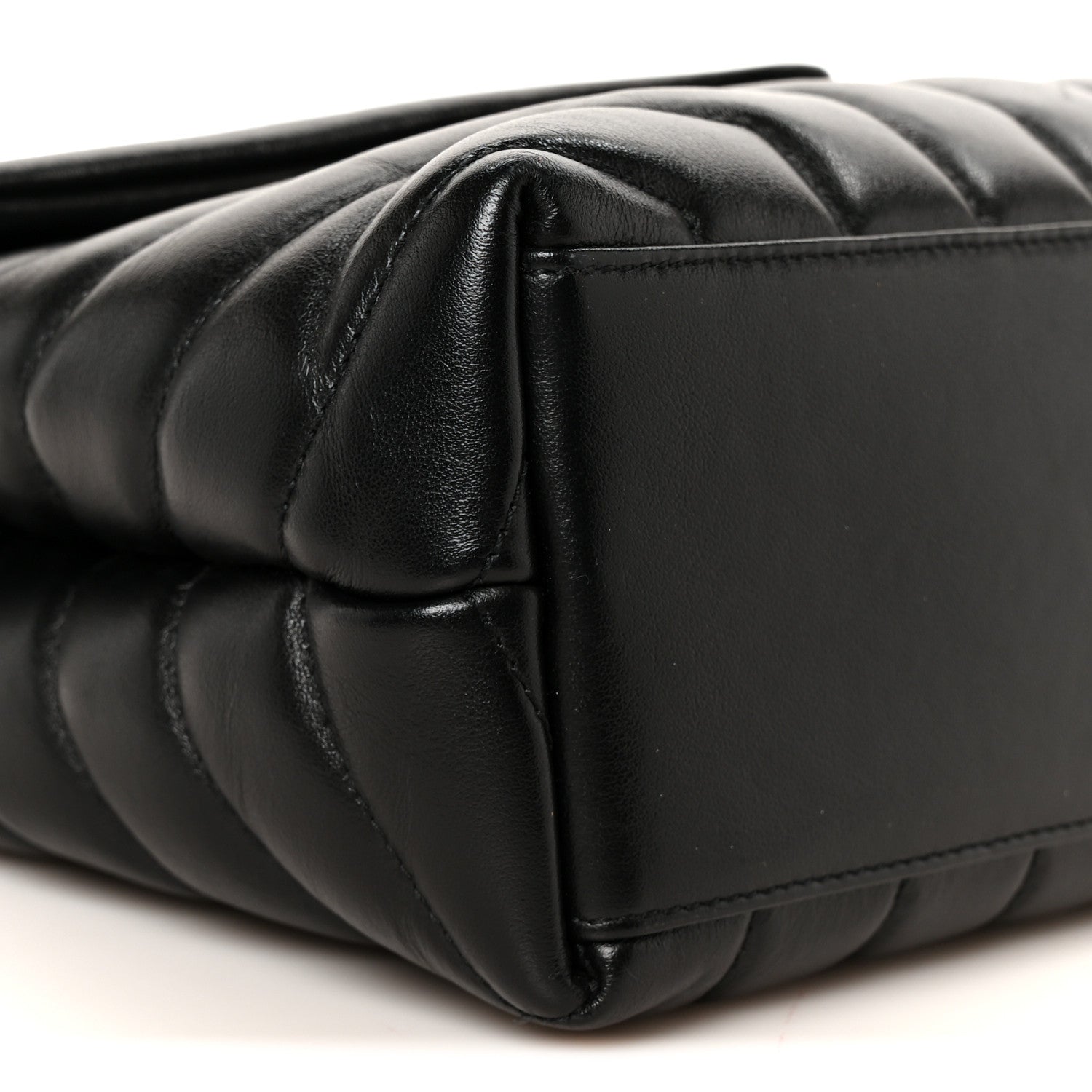 Calfskin Y Quilted Monogram Small Loulou Crossbody Bag Black