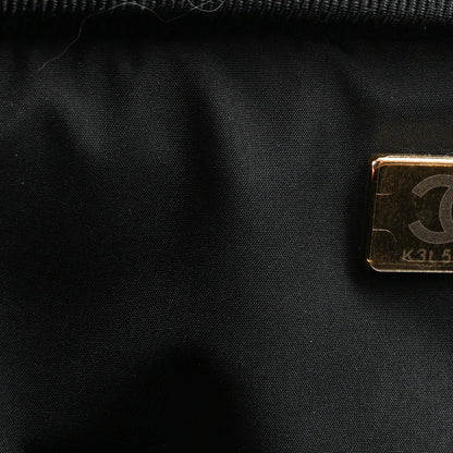 Shiny Grained Calfskin Quilted Large Travel Bowling Bag Black