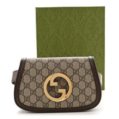 GG Supreme Monogram Textured Dollar Calfskin Blondie Belt Bag 75 30 Beige Ebony New Acero